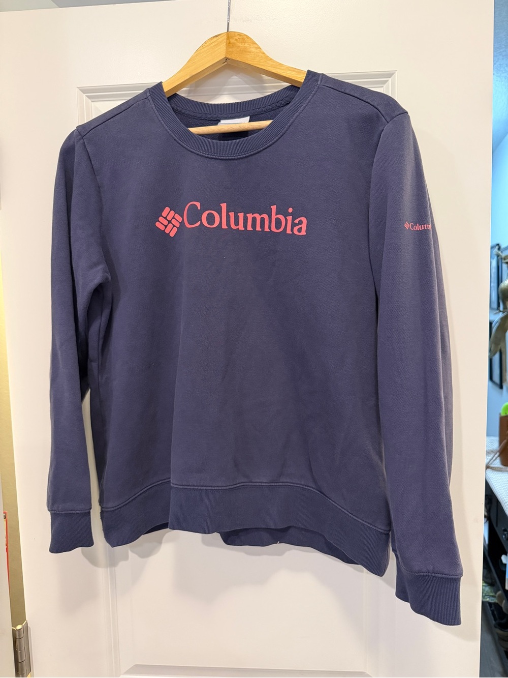 Columbia Navy Crewneck Sweatshirt with Pink Logo